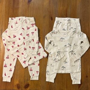 Petit Lem Sz 5 Kids Holiday Pajama Sets Mittens & Santa Palm Tree Patterns
